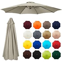 Refresh Your Outdoor Umbrella: 2m-3.5m Replacement Parasol Canopy, Waterproof, Suitable for 6/8 Ribs, Easy to Fit Garden Patio Cover (Beige Brown,2.7m/8-Ribs)