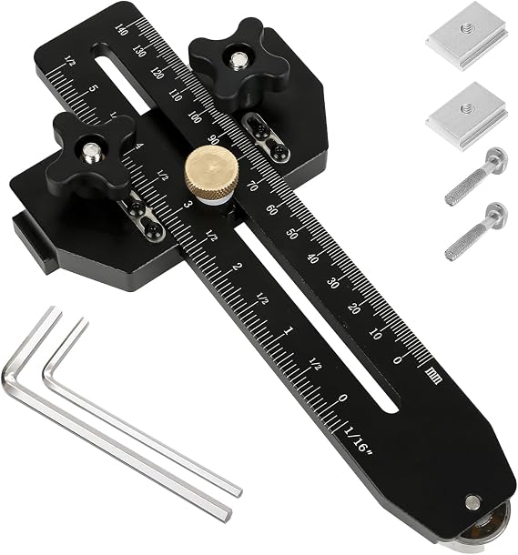 Thin Rip Table Saw Jig Guide with T-Bolts, Fast Thin Ripping Guide Fits for 3/8" x 3/4" T Slot, Adjustable Positioning Fixing Tool Table Saw Fast Cutting Limit Fence
