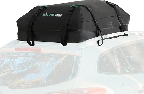 FE Active Cargo Rooftop Carrier - 100% Waterproof 15 cubic ft. Roof Dry Bag Heavy Duty Car & SUV Roof Top Luggage Storage Cargo Carrier W Straps, Road Trips, Camping, Travel | Designed in California