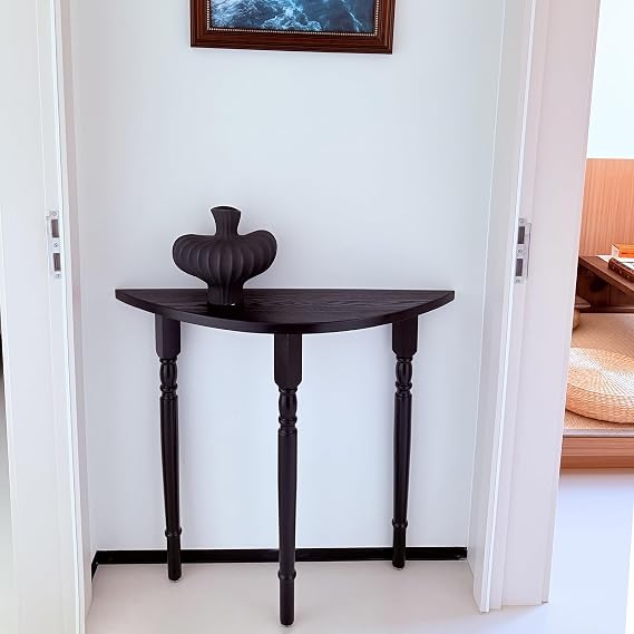 Half Moon Console Table with Rounded Edges and Sturdy Legs for Entryway and Living Room