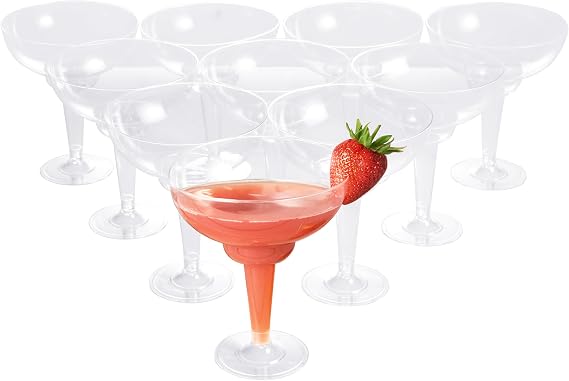 MATANA 10 Plastic Cocktail Glasses 360ml Clear - Reusable Margarita Glasses