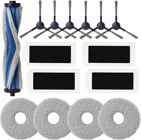 Yedek Parça Aksesuar Kiti Yeedi M12 PRO+/ECOVACS DEEBOT T30S Robot Süpürge 1 Rulo Fırça, 6 Yan Fırça, 4 Hepa Filtre, 4 Paspas Pedi, 6 Toz Torbası,