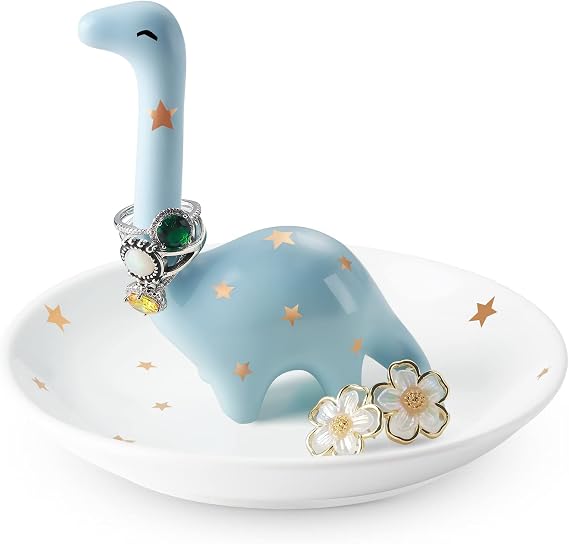 Blue Dinosaur Ring Holder Jewellery Stand Gifts for Women Girls Girlfriend Birthday Christmas Kawaii Jewellery Holder for Rings Bracelets Necklace Organiser