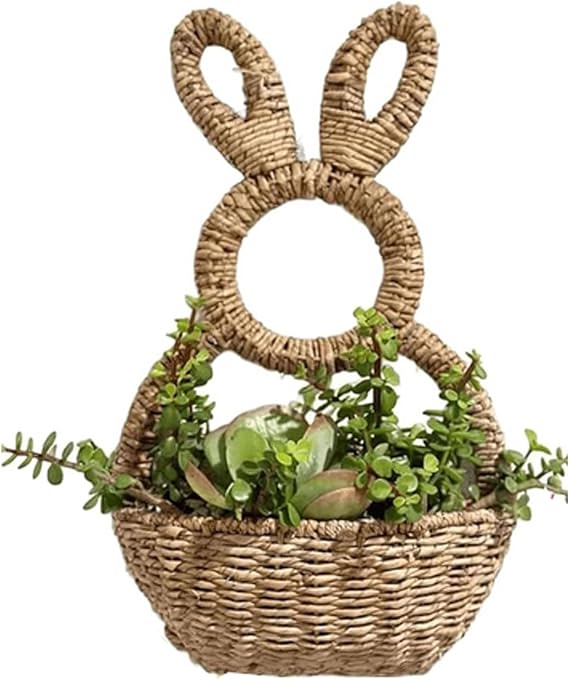 Hand Woven Willow Easter Rabbit Basket Durable And Easter Decoration Hand Woven Willow Easter Rabbit Basket Wall Pocket