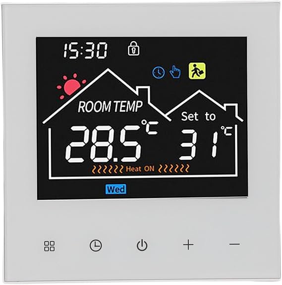 Touchscreen Thermostat, Programmable Smart Thermostat Energy Saving LCD Color Display for Boilers (WiFi, (Voice Control for Yandex Alice, for)