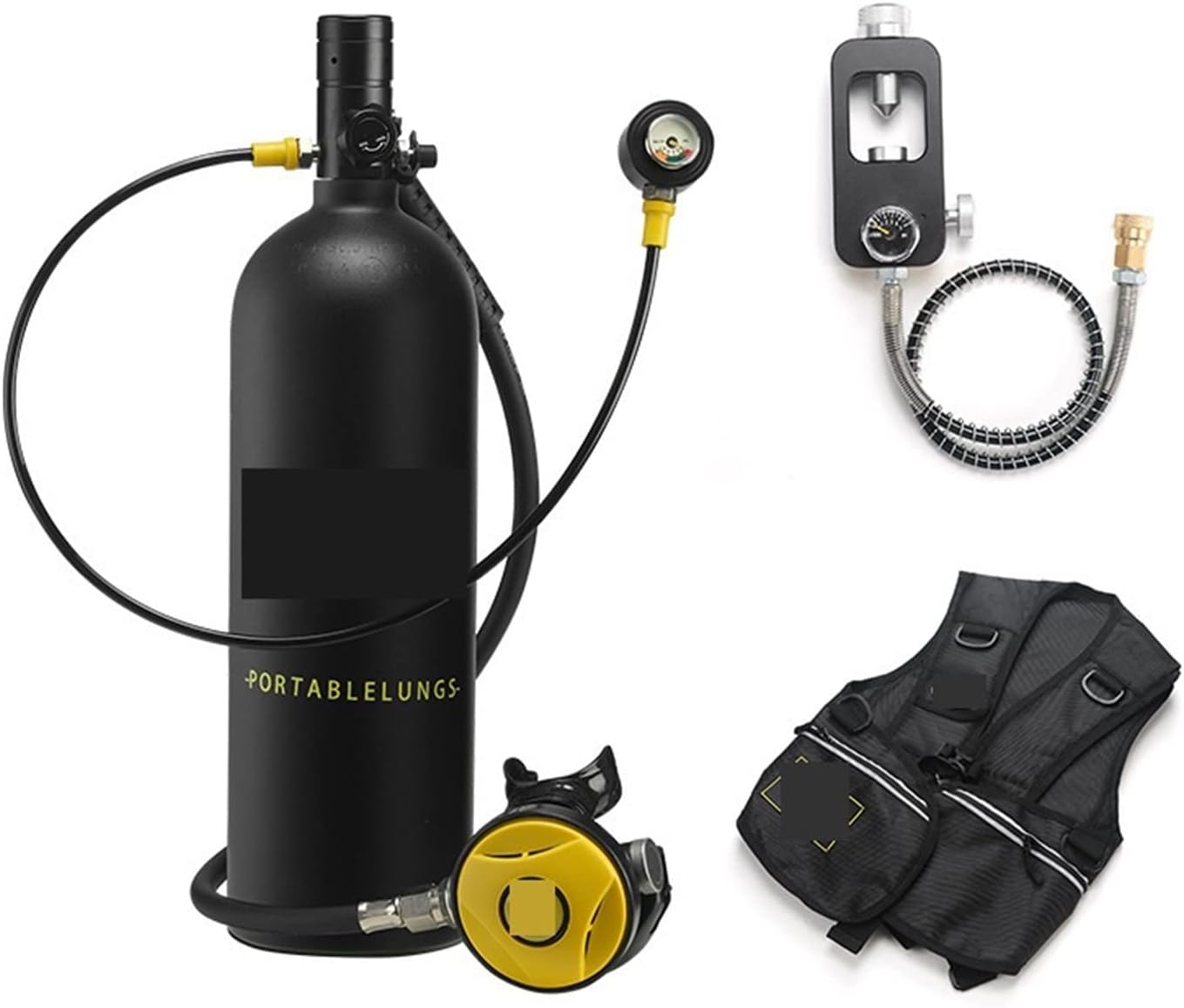 Scuba Diving Tank Set 2L Diving Snorkeling Equipment Residual Pressure Gauge