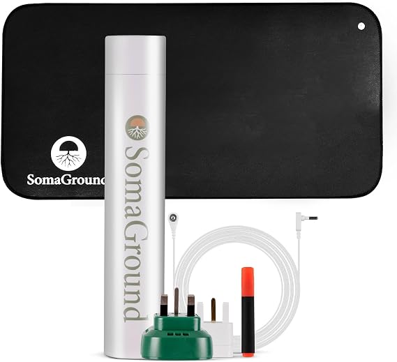 Grounding Mat for Feet - 100cm x 30cm Non Slip Earthing Mat with UK Adaptor Cable & Earth Test Pen - Indoor Carbon Conductive Grounding Sheet for Earthing at Home, Work or Sleep