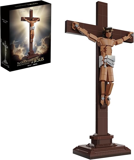 Jesus on The Cross Building Sets 588 Pieces Crucifixion of Christ Model Kit Religious Christian Catholic Gift for Easter & Lent DIY Bible Statue Home Decor for Adults and Teens