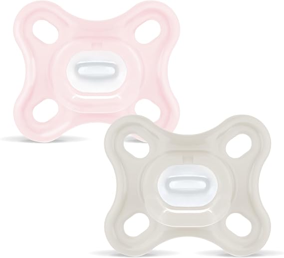 MAM All Silicone Pacifier for Newborns 0-3 Months, Pink, 2 pcs