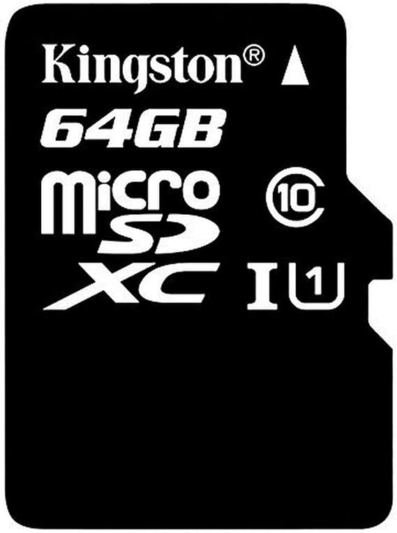 Kingston SDC10G2/64GB 64 GB UHS Class 1/Class10 microSDXC UHS-I Flash Memory Card (microSDXC to SD Adapter Included), Black