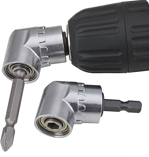 TIMESETL 105° açılı tornavida eklentisi adaptörü, 1/4 inç (1/4 inç) hızlı değiştirme ve manyetik uç tutucu, açılı tornavida, açılı tornavida başlığı, açılı dişli