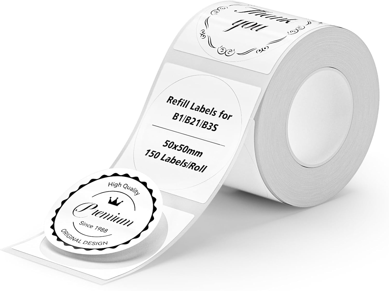 Round labels for NIIMBOT B21B1B3S label printer, thermal sticker 50 x 50 mm, 1 roll with 150 labels