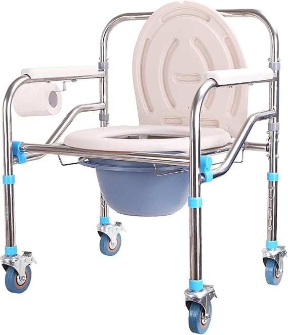 Heavy Duty Commode Chair with Arms, 660lbs Capacity, Adjustable Height, Lockable Wheels for Seniors, Elderly, Disabled, Bariatric