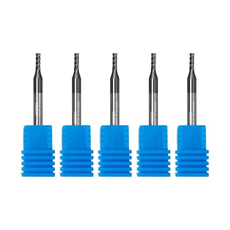 Tools 超硬エンドミル スクエアフライスカッター 合金鋼、鋳鉄、硬化鋼の切断用 - 4フルート切削工具 1/8シャンク1/16-1.5インチ 5個