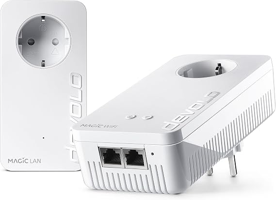 devolo Magic 2 WiFi 6 Next Starter Kit, Powerline WiFi Adapter, Up to 3,000 Mbps, Mesh WiFi Socket, 2X Gigabit LAN Connection, Access Point, White