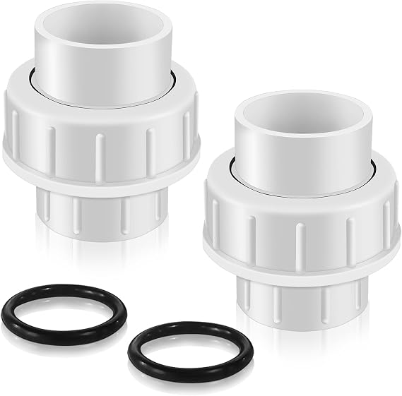 2 inch PVC Union Coupling, 2Pack Schedule 40 Slip Socket Pipe Fitting Unions 2'' PVC Connector Joint Adapter, for Swimming Pool Pump Industrial Pipeline System