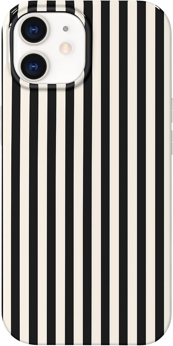 Hython iPhone 11用 ケース かわいい ストライプ 美的デザイン シンプル ストライプ カバー 15.5 cm、薄型 スリム ソフト TPU バンパー 耐衝撃性 ゴム製 保護ケース 女性 女の子 ガーリー 男の子 黒と白