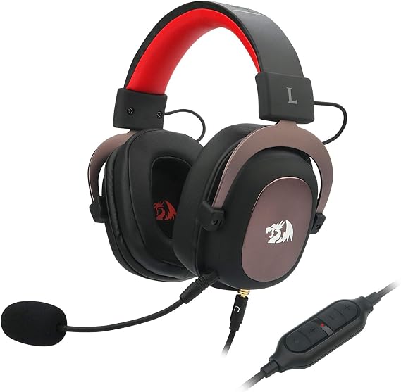 Redragon H510 Zeus Wired Gaming Headset - 7.1 Surround Sound - Memory Foam Ear Pads - 53MM Drivers - Detachable Microphone - Multi Platform Headphone - Works with PC/PS4 & Xbox One, Nintendo Switch