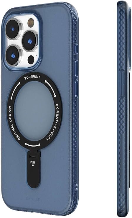 iPhone 15 Pro Max için Magsafe İle Uyumlu Kılıf Şarj Özellikli Rock Serisi Kapak Mavi