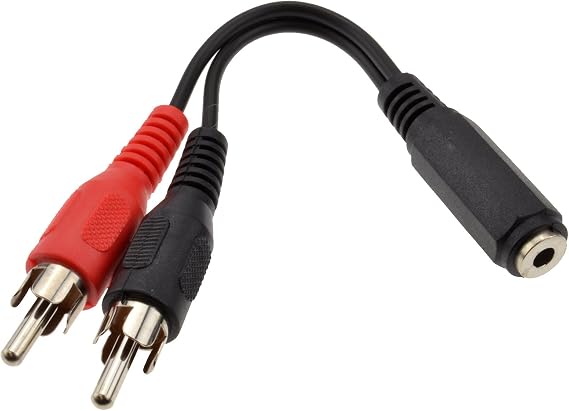 kenable 3.5mm Stereo Jack Socket to Twin Phono RCA Plugs Adapter Cable