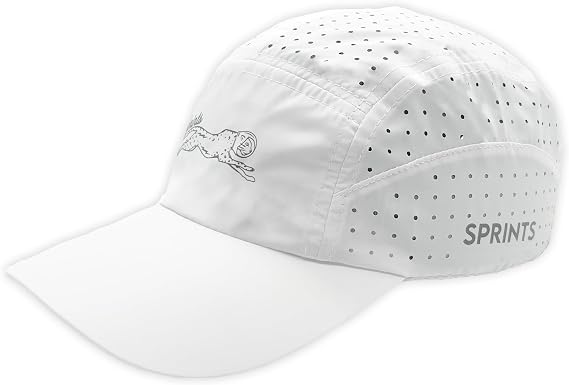 Sprints Race Day Performance HyperG レーシングキャップ | 軽量、速乾、ランニング、スポーツハット、ワンサイズ、ユニVictory Sprints White