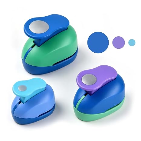 3 Pack Circle Punch Set for Crafts, 25mm, 16mm, 8mm Round Paper Punches, Circle Cutter for Scrapbooking, Card Making, DIY Arts and Crafts, Versatile Hole Puncher for Kids and Adults - Random Color
