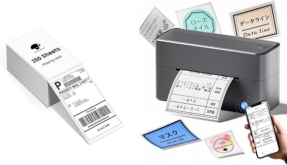 Phomemo 241-BT Thermal Label Printer, Bluetooth & Thermal Label Printer, 250 Sheets, 4 x 6