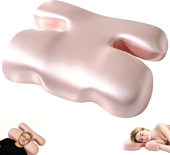 Side Sleeper Pillow Anti Wrinkle, Ergonomic H-Shaped Butterfly Memory Foam Pillow for Neck Support, Anti Snore Posture Correcting Pillow for Sleeping, Post Cosmetic Eyelash Extension Recovery, Pink