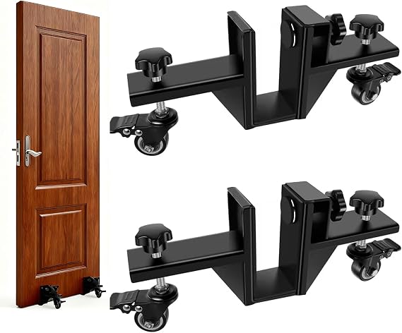 2Pcs Door Lifter Carts, Heavy Door Lifter Installation Hardware Tool Kit, Door panel Mover Installation Dolly for 0.8" to 2.36", Hands-Free Heavy Duty Door Installation Helper for Carrying Door Panels