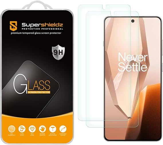 Supershieldz 2枚パック Oneplus 13R 強化ガラススクリーンプロテクター 傷防止 気泡防止