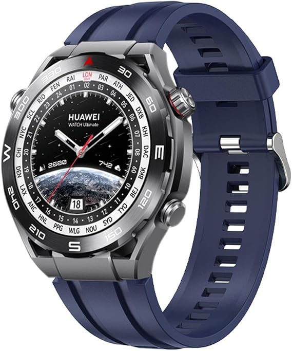 Microsonic Huawei Watch Ultimate 2 için Kordon, için Silicone Sport Band Lacivert [Watch Ultimate 2 ile Uyumlu Kordon - Lacivert]