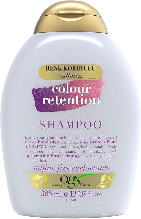 OGX Colour Retention Renk Koruyucu Şampuan 385 ml | Canlı renkleri yedi haftaya kadar uzatırken telleri güçlendirir ve gelecekteki hasarı önlemeye yardımcı olur