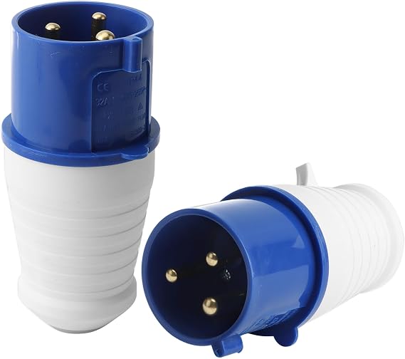 2PCS 32Amp Plug Socket,Industrial Plug 1-Phase 220-250V 3 Pin 2P+E