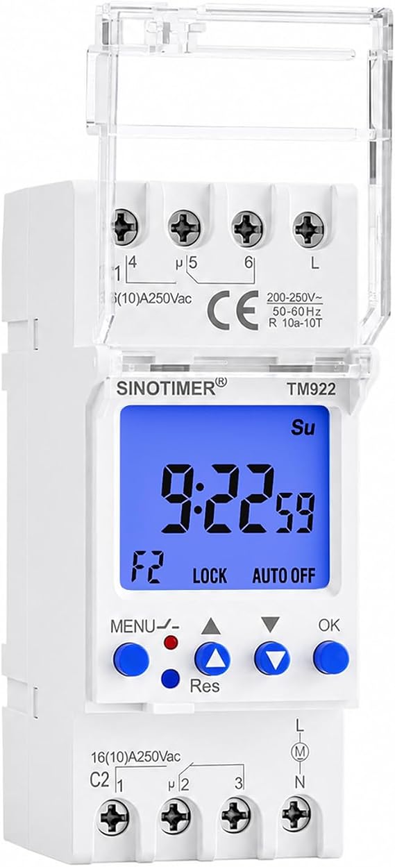 Digitaler LCD-Stromzeitschaltuhr Dual-Channel Digitale Zeitschaltuhr Wöchentlich Programmierbar Relais 200-250V Zeitschalter DIN-Schienenmontage