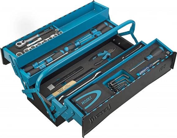 HAZET Metal Box with Assortment 190/80 ∙ Height x Width x Depth: 245 x 575 x 210 ∙ Number of Tools: 80 Multi-Colour
