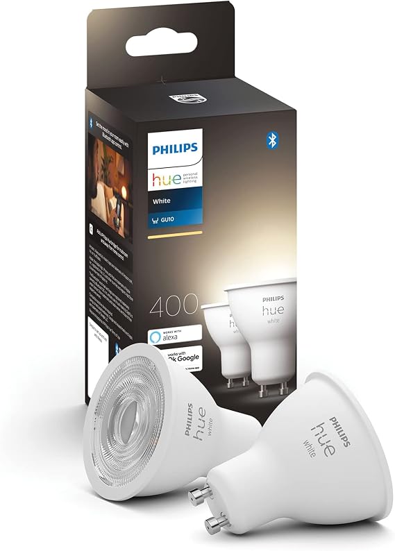 Philips Hue GU10 Spotlight Bulbs, 2 Pack, White