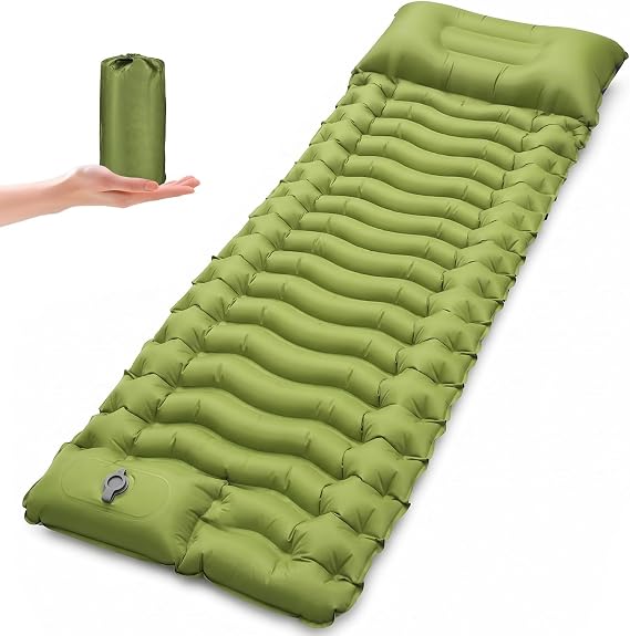 Self Inflating Camping Mat with Built-in Foot Pump,Ultralight Inflatable Sleeping Mat with Integrated Pillow,for Camping, Backpacking, Hiking, Ten,190 x 70 x 15 cm
