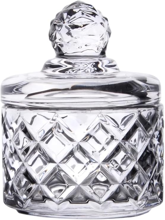 Deconox Lüx Kristal Mini Cam Şekerlik & Cam Lokumluk, Kesme Cam Lüx Şekerlik 7.5cm*9.2cm - 06641
