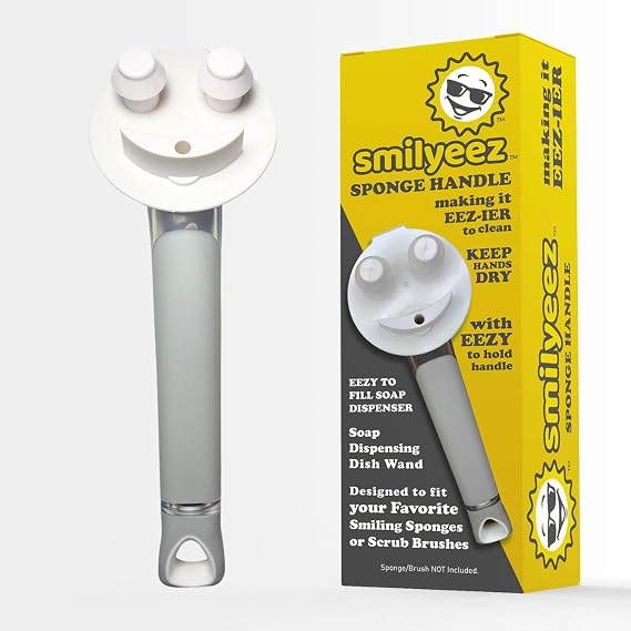 Smilyeez Daddy Handle Soap Dispensing Handle for Scrub Daddy Sponge (White) Second Generation