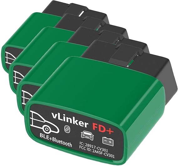 Vgate OBDII Bluetooth vLinker FD+ OBD Scanner OBD2 Diagnostic Tool Check Engine Light for Android IOS & Windows (Bluetooth 4.0) (Pack of 4)