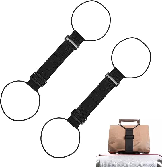 2 PCS Adjustable Elastic Fastening Straps for Luggage, Bag Straps for Crossbody, Bag Strap, Durable Luggage Strap for Suitcases, Attach Bags, Portable Travel Accessory for Easy Movement (2 Black)