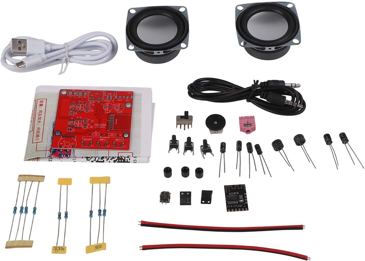 QOXEZY DIY Electronic Speaker Kit with Bluetooth Module, 5V USB Powered Transparent Stereo Audio Component for Educational Welding Projects
