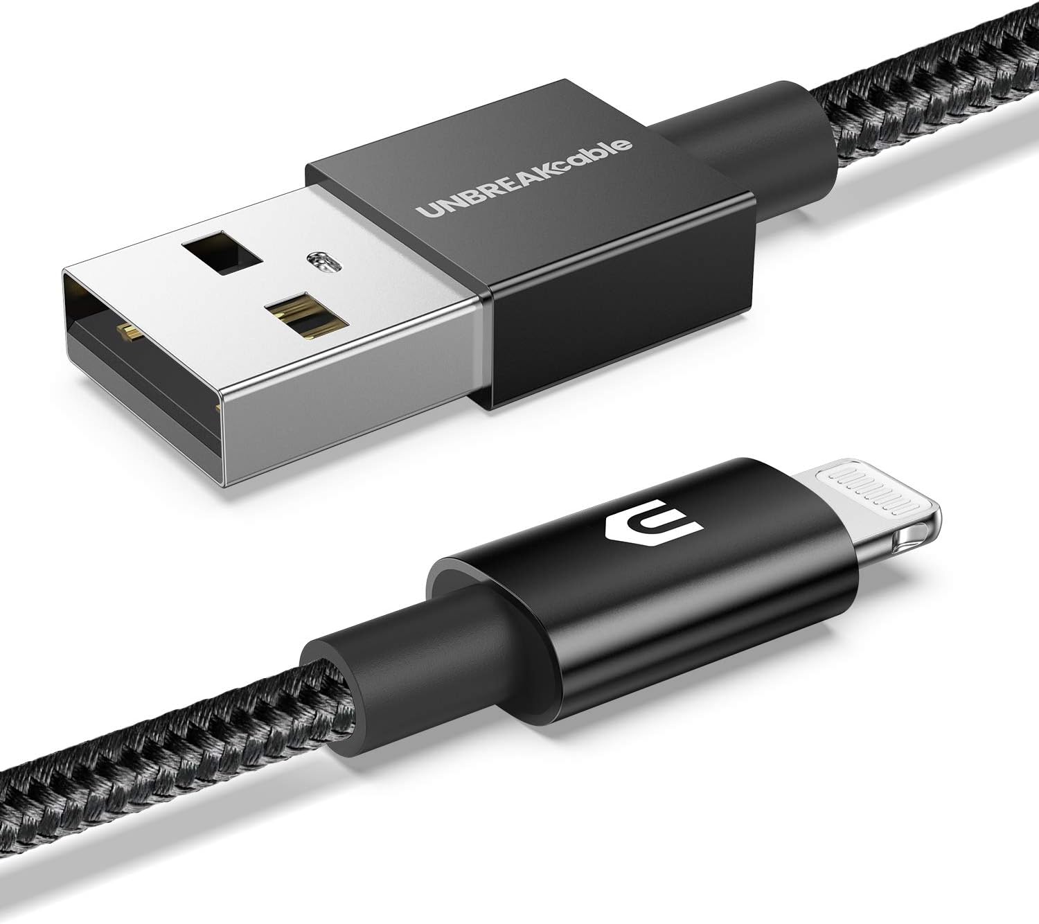 UNBREAKcable iPhone Charger Cable [Upgraded C89 Apple MFi Certified]Nylon Braided Apple Charger USB Fast Charging Lightning Cable for iPhone 11 Pro Xs Max XR X 8 7 6s 6 SE 5 5s iPad iPod-3.3ft, Black