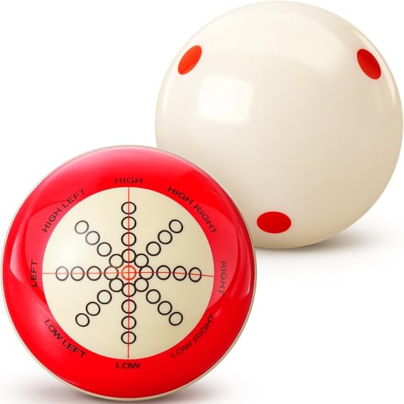 Gemscream 2個 ビリヤード キューボール ドット付き 練習 トレーニング アーティファクト 規定 サイズ 2-1/4インチ トレーニング プール ボール スポーツ ビリヤード テーブル アクセサリー ゲーム用 レッド、ノーマル