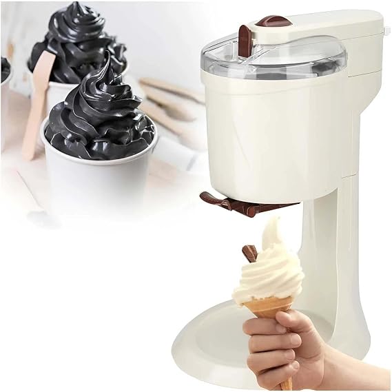1L DIY Kitchen Automatic Fruit Soft Ice Cream Machine Soft Ice Cream Machine for Home Portable Soft Ice Cream Machine with Compressor Machine for Home Ice Cream Machine White