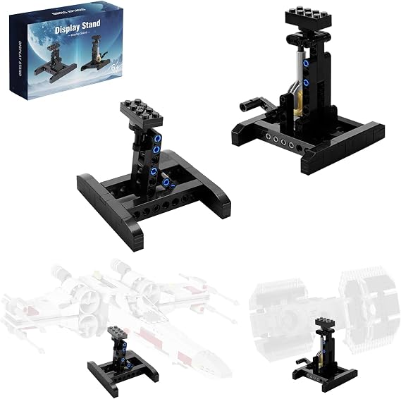 Display Stand for X-Wing Fighter 75301 Building Kit, Stand for TIE Bomber 75347, Stand for Mando N-1 Fighter 75325, Adjustable Angle Bracket Toy for Kids Aged 6+, 2 Pack