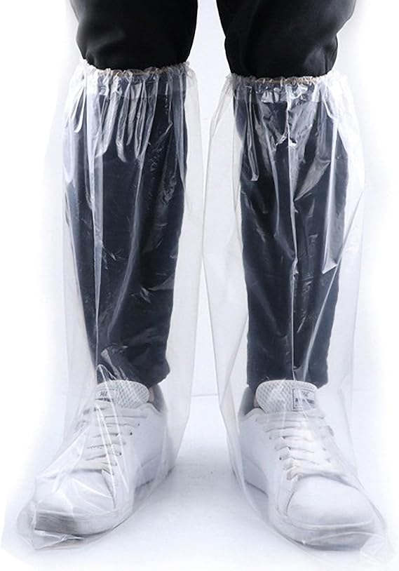 20 Pairs Hygiene Maintenance Disposable Shoe Covers for Indoor, Extra-Long Waterproof Shoe Covers, Thickening Thickness, Non-Slip, for Adults & Kids,White,Adults