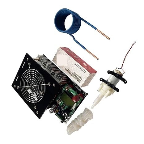 Induction Heaters, NEW 3000W ZVS Induction Heater Induction Heating PCB Board Heating Machine+Heating Coil+70mL Rucible+Pump+Power Supply(Light Green)