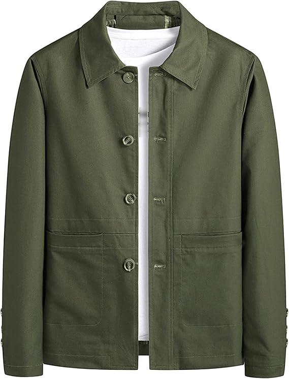 JEKE-DG Shacket Men Winter Warm Business Jacket Male Fleece Casual Thick Bomber Coat Corduroy Oversized Sherpa Sports Clothes (US SIZE L Asia 2XL,Army Green), Army Green, US SIZE L Asia 2XL