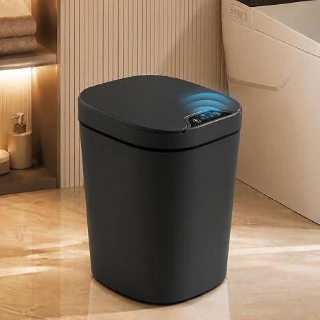 10L Motion Sensor Trash Can Bathroom Kitchen Small Touchless Trash Can with Lid, Plastic Automatic Garbage Bin Smart Waste Rubbish Bin Electric Dustbin for Kitchen, Office, Living Room, Bedroom